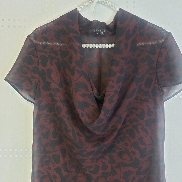 Theory Sheer Camo‎ Print Blouse SZ M - Picture 4 of 6